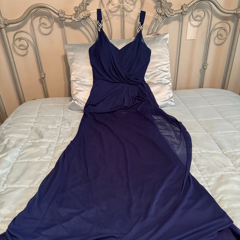 Navy blue floor length gown